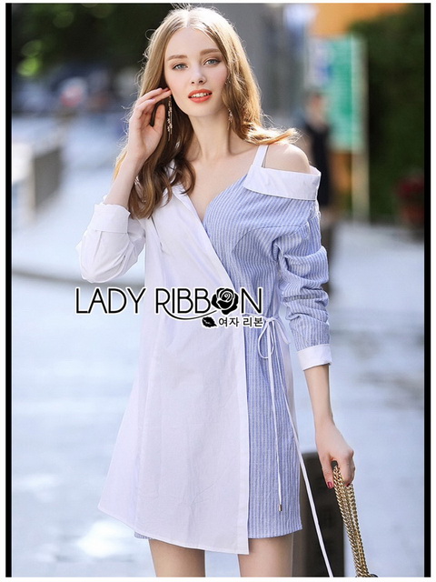 Shirt Dress Lady Ribbon ขายเชิ้ตเดรส