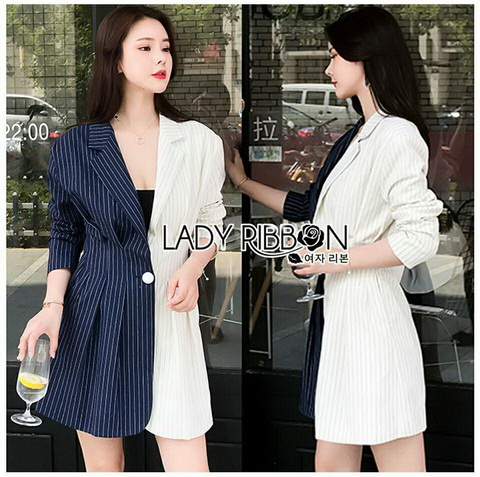 Suit Dress สูทเดรสลายทางสองสี