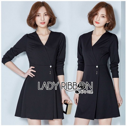 Pearl Pin Lady Ribbon เดรสสีดำ
