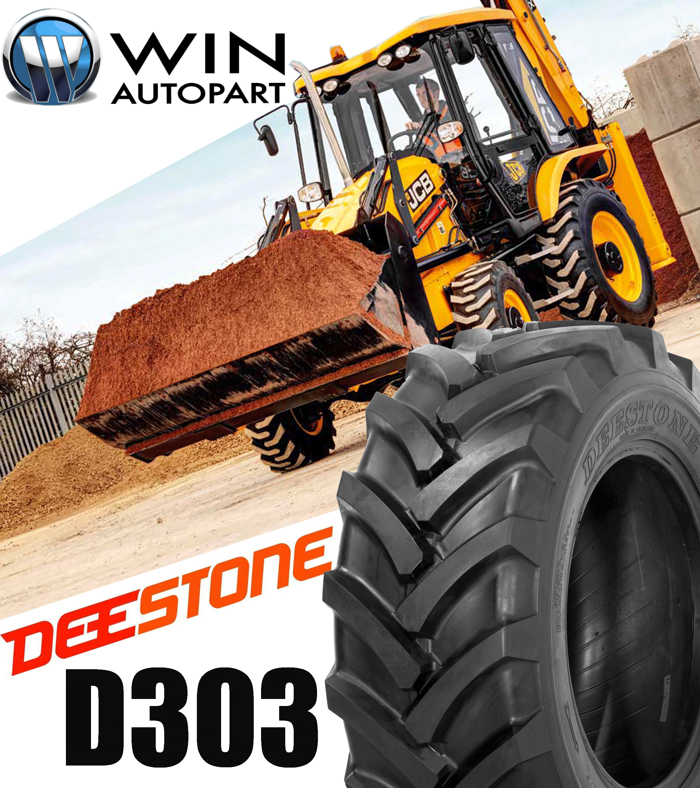 ยางรถตัก ยี่ห้อ DEESTONE รุ่น D303 ขนาด 15.0/55-17 , 16.0/70-20 , 405/70-24