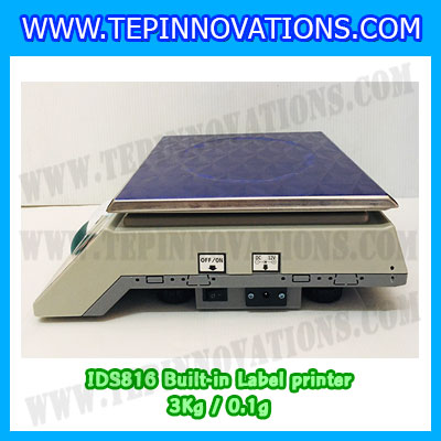 เครื่องชั่งน้ำหนักดิจิตอล พิกัดน้ำหนัก 3kg Built-in Label printer ยี่ห้อ SDS รุ่น IDS816 ค่าละเอียด 0.1g