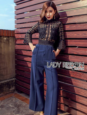 Black Lace and Electric Blue Jumpsuit