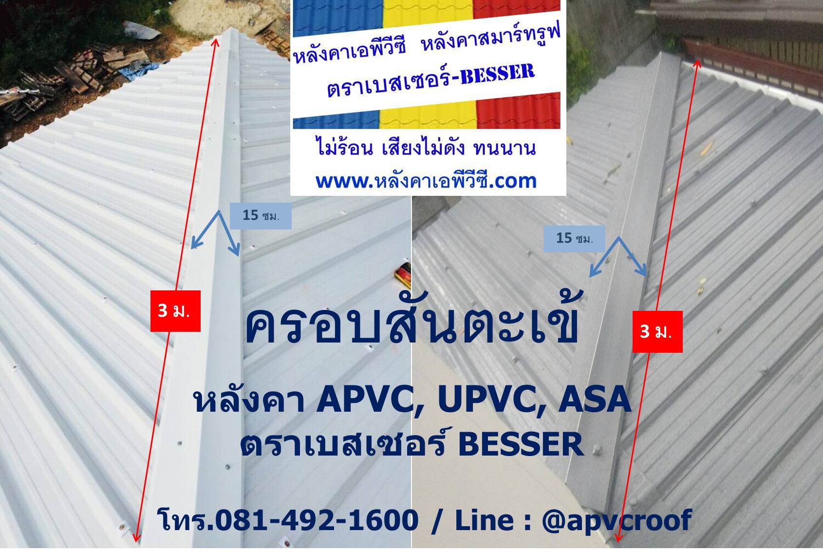 ครอบสันตะเข้ หลังคาเอพีวีซี APVC หลังคายูพีวีซี UPVC ASAPVC สมาร์ทรูฟ ตราเบสเซอร์ BESSER