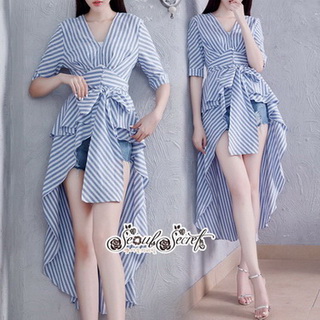 ผ้าพิมพ์ลายริ้วคลาสสิคโทนสีฟ้า