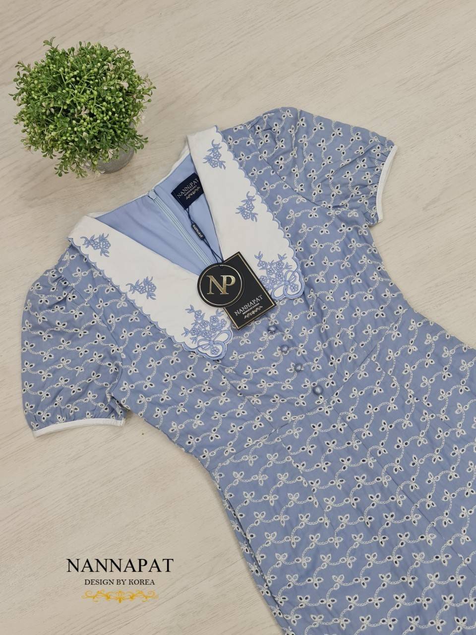 จั้มสูทงานซิปหลัง ปกคอปักสวยงาม