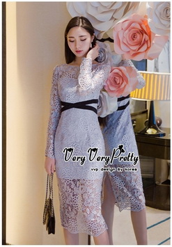 เดรสทรงสวยซิปไข่มุกสวยงาม