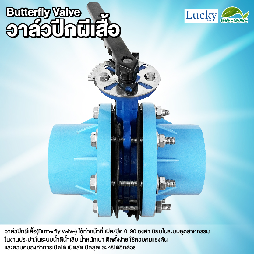 Butterfly Valve ชุดวาล์วปีกผีเสื้อ ขนาด 6 นิ้ว พร้อมข้อต่อหน้าแปลน PVC