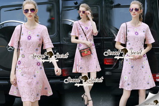 SS01290816 Seoul Secret Say's .... Girly Pinky Flora Stick Lace Dress