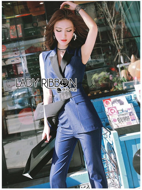 เซ็ตเสื้อสูทแขนกุดและกางเกงขายาวสไตล์สมาร์ทแคชชวล