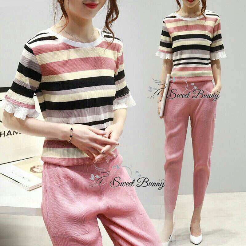 Lady Ribbon Online SW 03090616 Sweet Bunny Present... Zig-Stripe Pink Set
