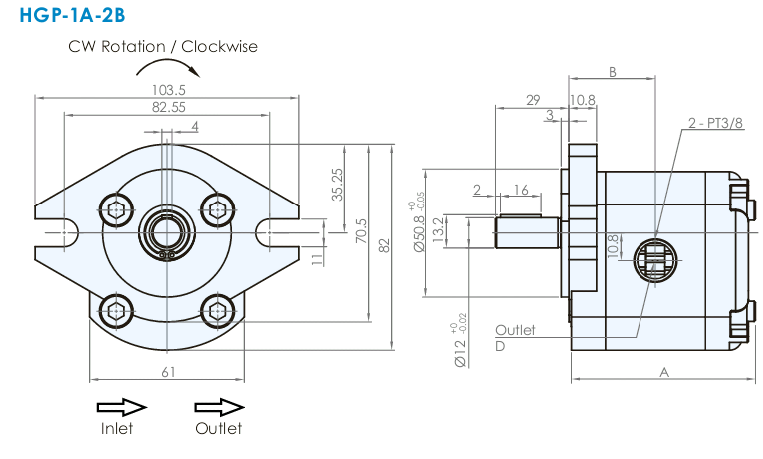 HGP-1A-F1,2,2.6,3,4,5,6,8-R-X-2B-12 : Gear Pump JUNTAI