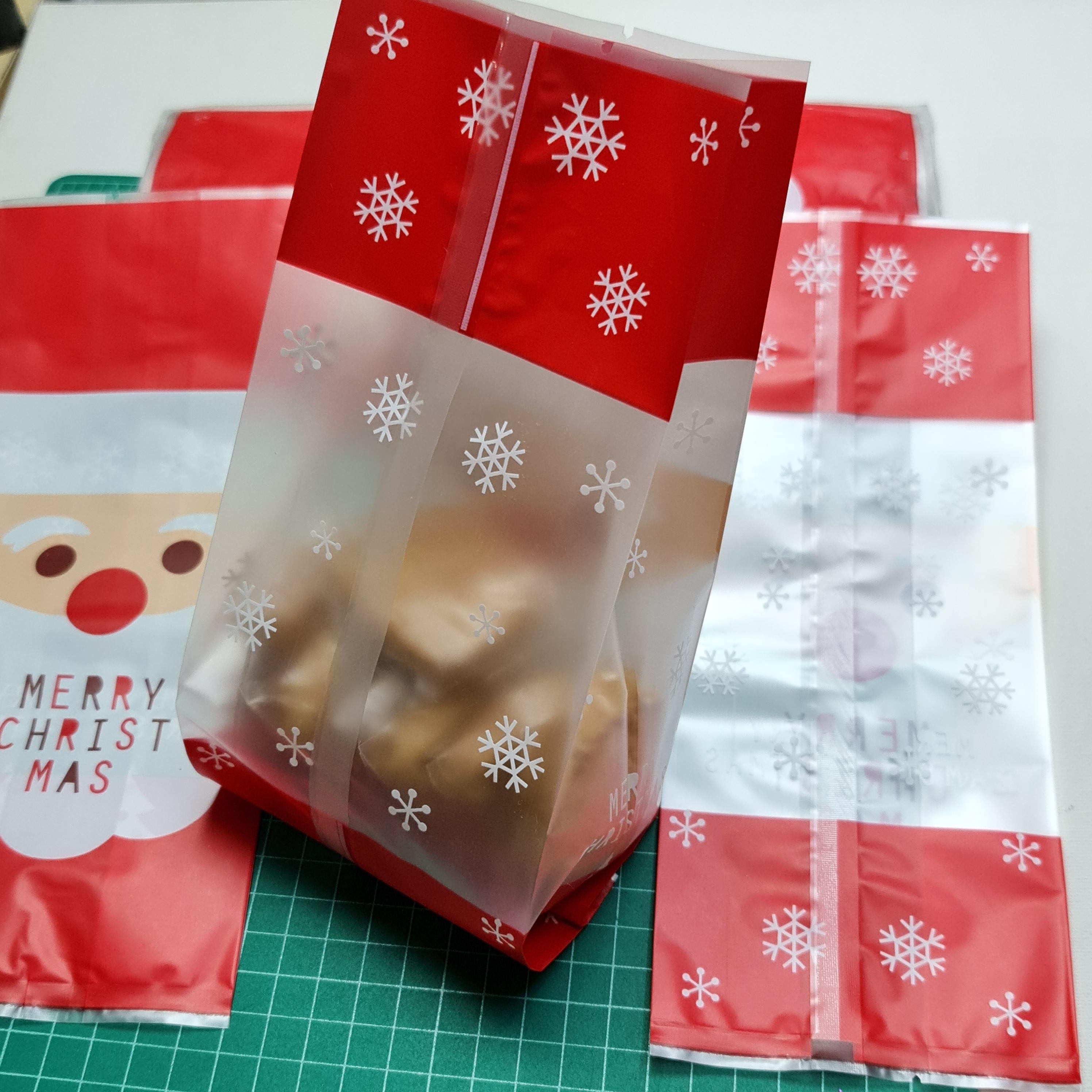 ถุงซีลขยายข้าง คริสต์มาส สำหรับใส่ขนม 48-50ใบ/แพ็ค Merry Christmas คุ๊กกี้ เบเกอรี่ ถุงขนม bbpo j12
