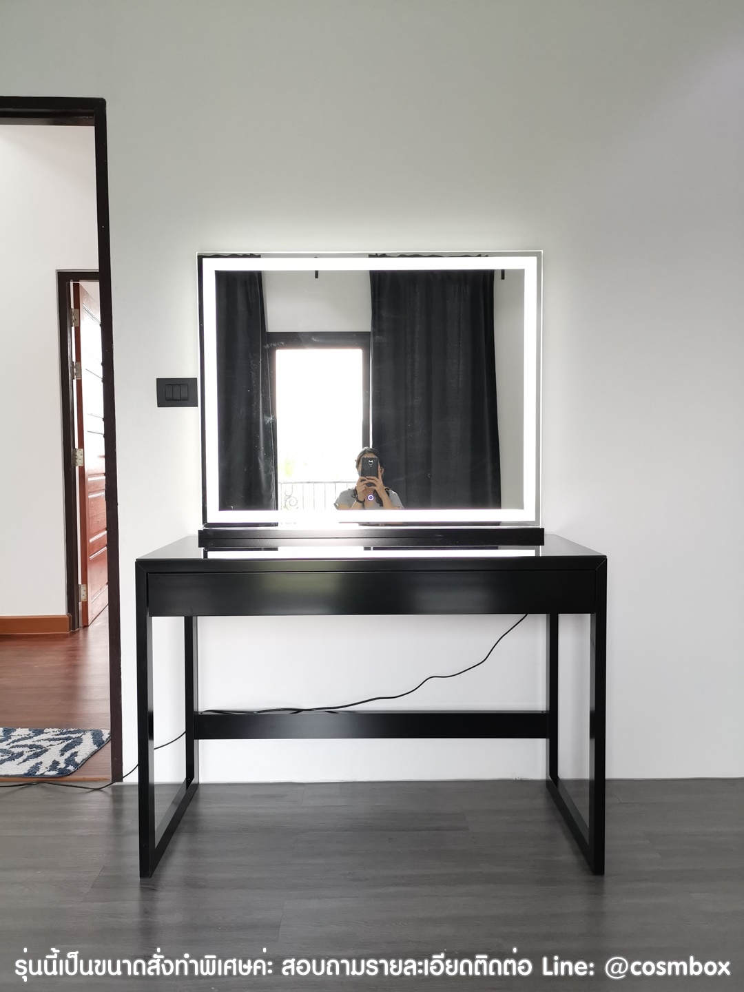 โต๊ะเครื่องแป้ง กระจกแต่งหน้า กระจกมีไฟ - W110 x D50 x H158 cm.