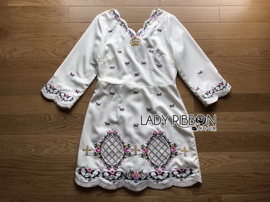 Anna British Mini Mini Flower White Crepe Mini Dress