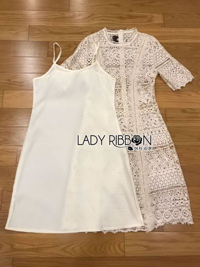 Lace Dress เดรสสั้นผ้าลูกไม้สีพาสเทลทรงเบสิก