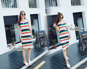 Lady Ribbon Online เสื้อผ้าออนไลน์ online ขายส่ง เลดี้ริบบอน Sweet Bunny เสื้อผ้า SW10280716 Sweet Bunny Present... Petite Stripe Knit Dress