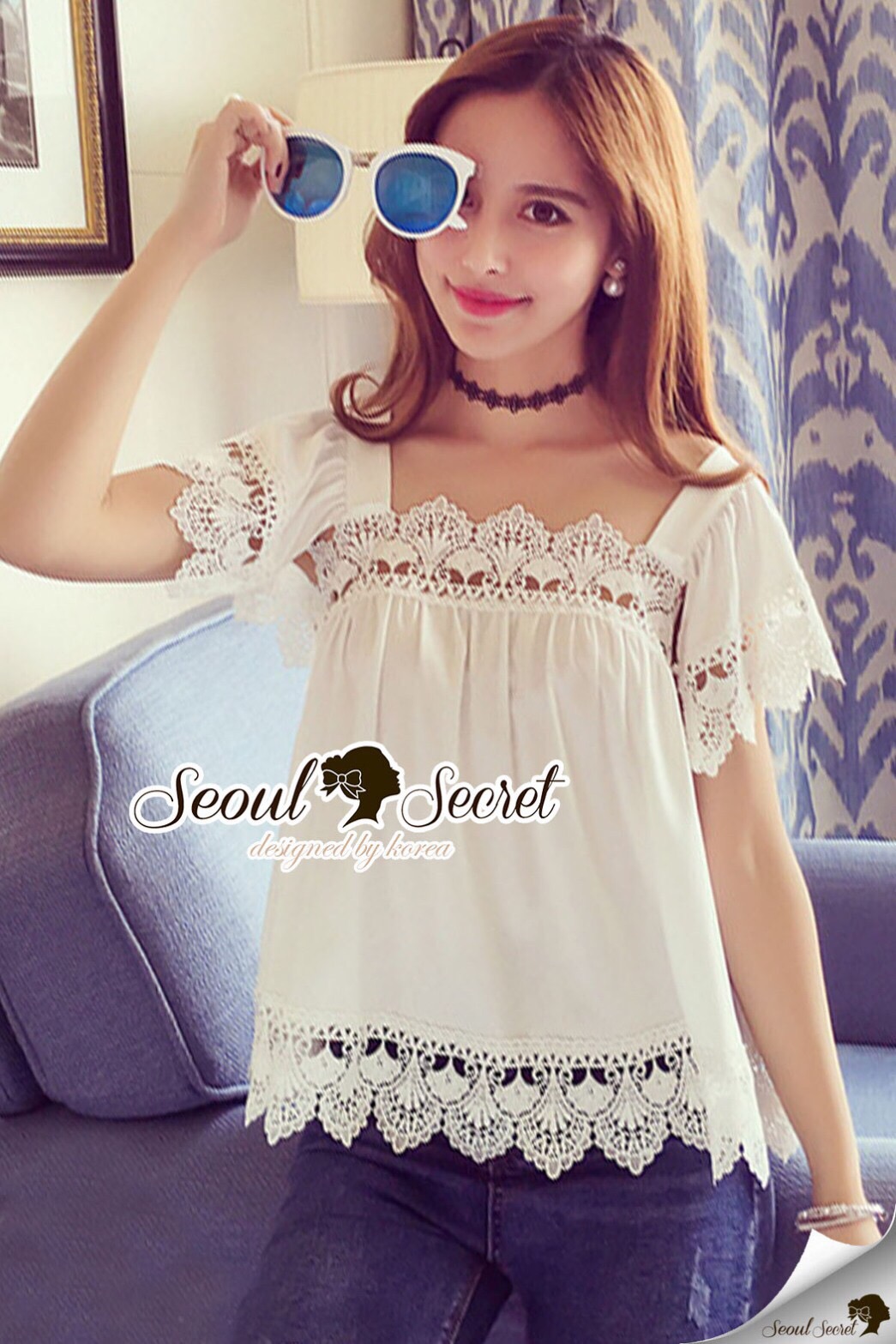 Lady Ribbon Online SS12090616 Seoul Secret Say's... Chic Ivora Lace Furnish Blouse