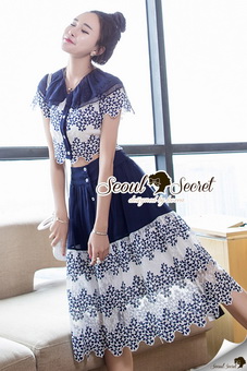 SS15010916 Seoul Secret Say's... Fashionista Navaly Blossom Set Material : เซ็ทเก๋ๆ สไตล์สาวแฟชั่นเก๋ๆ หวานๆ