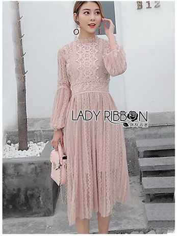Beige Lace Dress เดรสผ้าลูกไม้สีเบจสไตล์วินเทจ