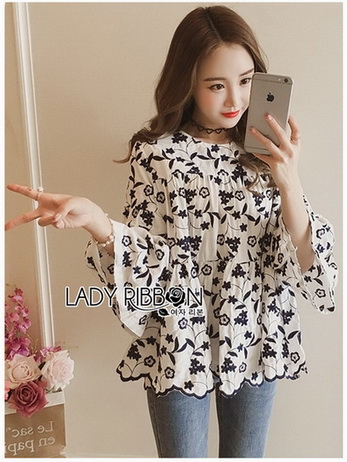 เสื้อผ้าคอตตอนปักลายดอกไม้