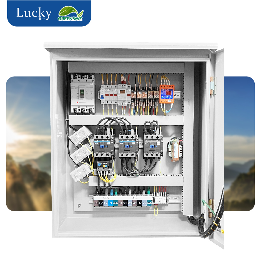 ตู้ควบคุมสถานีสูบจ่ายน้ำ รุ่น PW5-AT-25T0 ควบคุมปั๊มน้ำ 25 แรง ใช้ไฟ 3 Phase