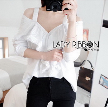 เสื้อผ้าคอตตอนสายหนาเปิดไหล่