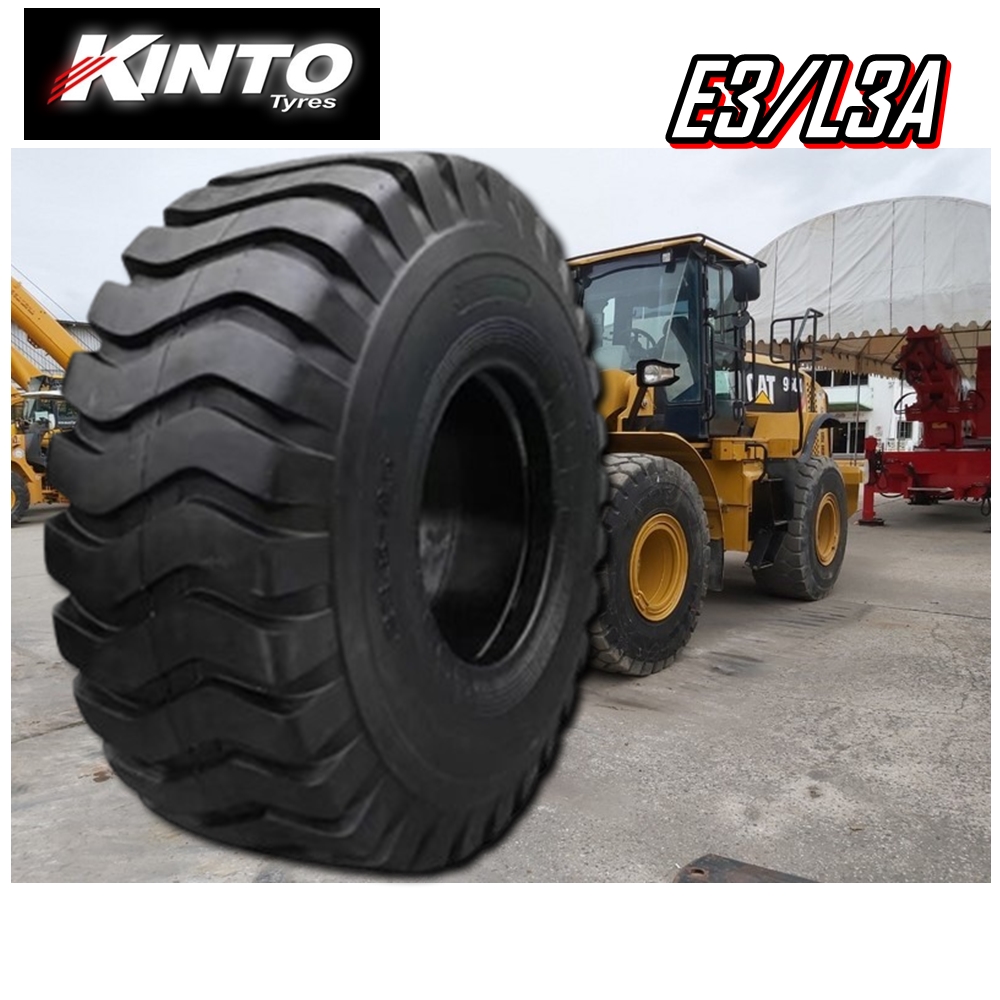 ยางรถอุตสาหกรรมและการเกษตร ขนาด 20.5-25 รุ่น E3L3A 24PR T/L ยี่ห้อ KINTO