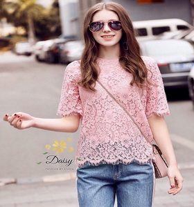 เสื้อผ้าลูกไม้กระดุมแฟชั่นเทรนด์เกาหลี