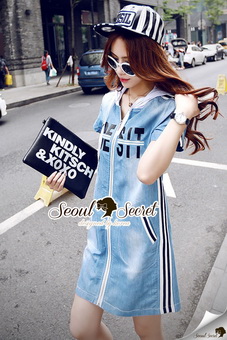 SS11010916 Seoul Secret Say's... Sporty Hoody Stripe Line Set Material : เดรสยีนส์เก๋ๆ ชิคๆ