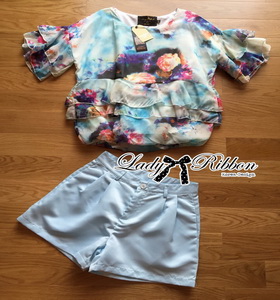 Printed Layered Lady Ribbon Chiffon and Satin