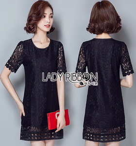 Lady Ribbon Dress มินิเดรสผ้าลูกไม้สีดำ