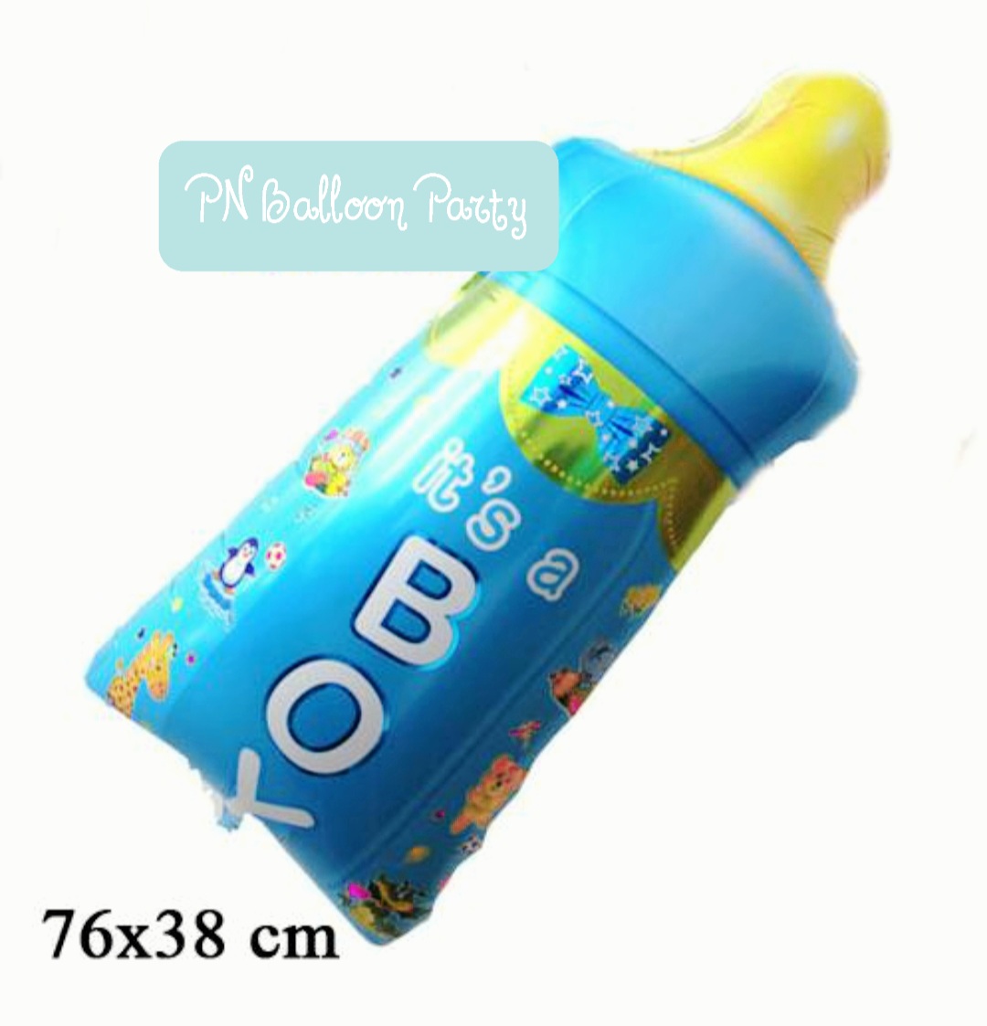 ลูกโป่งขวดนมสีฟ้า เด็กผู้ชาย Baby Boy Bottle ลูกโป่งวันเกิด Birthday Balloons