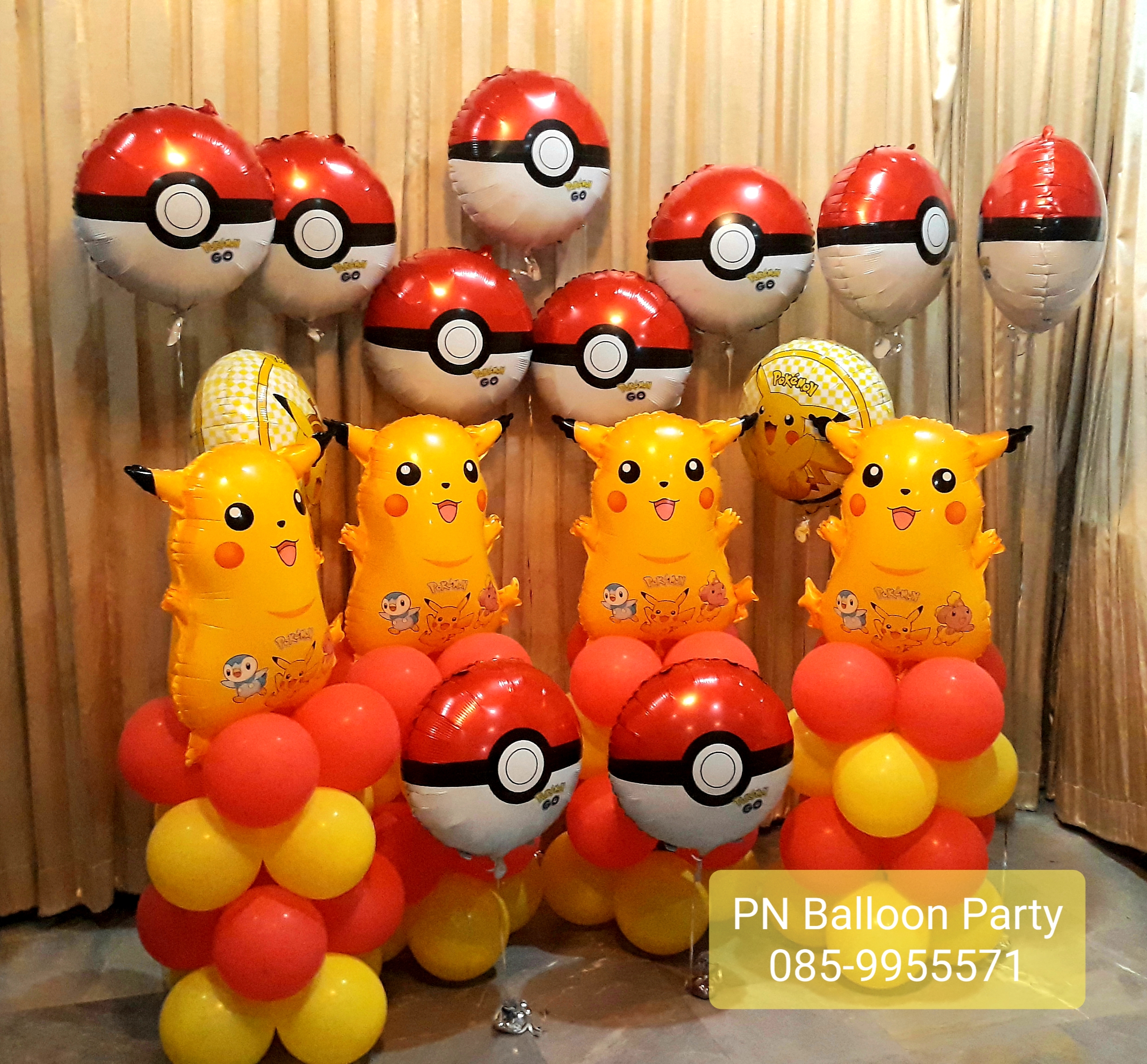 รีวิวลูกโป่งปิกาจูแบบวางตั้งพื้น 4 ชั้น +โปเกมอน 4 ตัวPokemon Pikachu Balloon