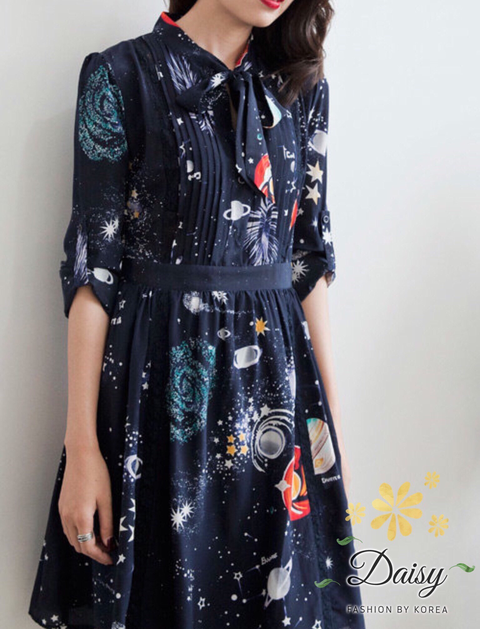 เสื้อผ้าแฟชั่นเกาหลีชุดเดรสผ้าจอเจียร์เนื้อดีซิล