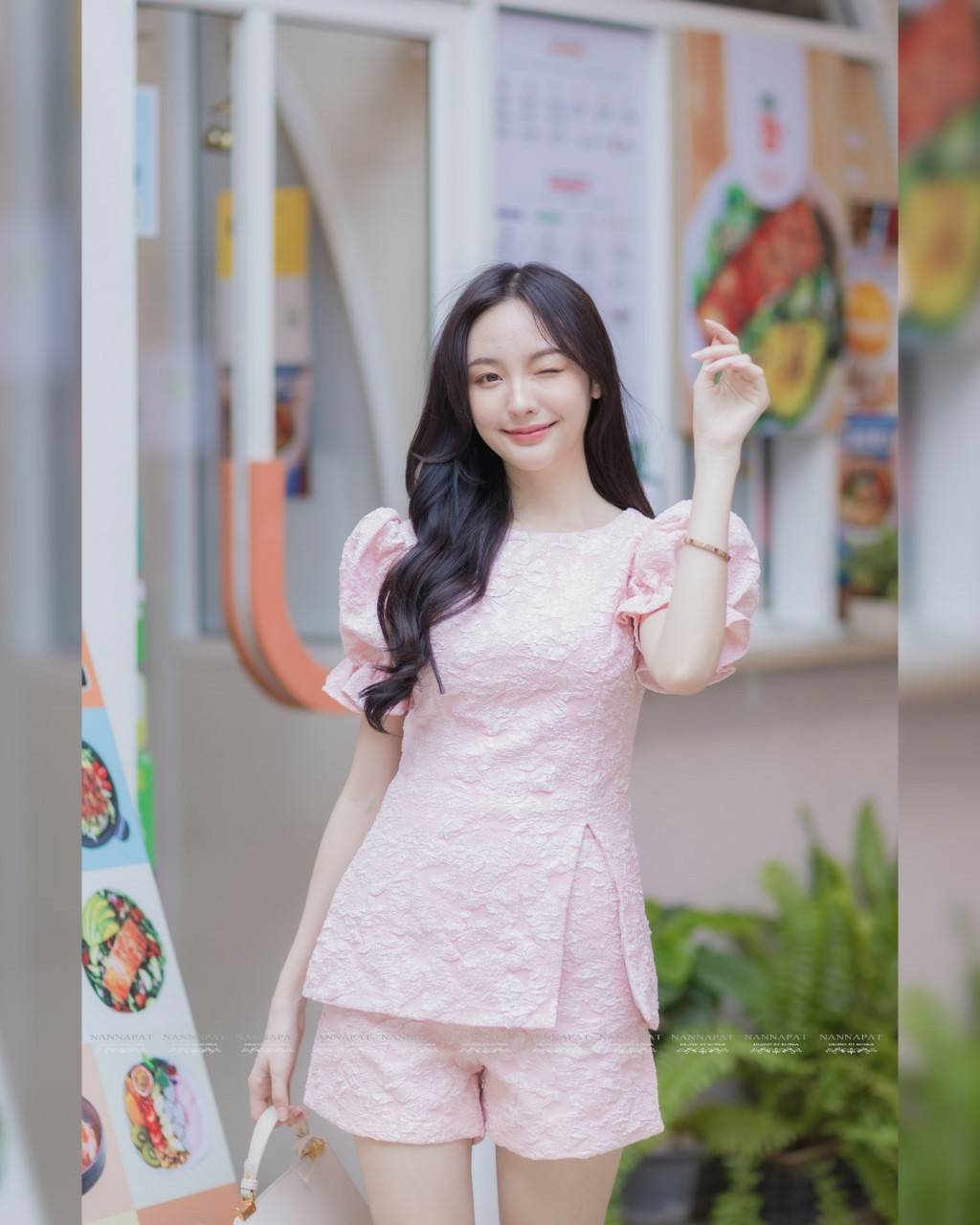 เสื้อซิปหลัง มีฟองน้ำอกสีโอรส