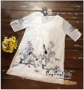 เสื้อตัวยาวงานปักสไตล์วินเทจสวยมาก