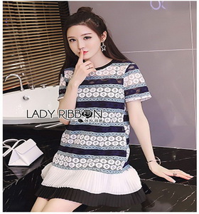Lady Ribbon Black & White Dress เดรสสีขาว-ดำ