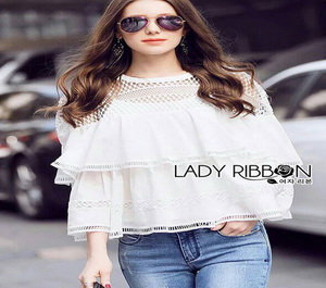 Lady Ribbon Lady Janet Lace and Cotton Blouse