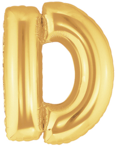 ลูกโป่งตัวอักษร D ขนาด 40 นิ้ว สีทอง Alphabet Letter Foil Balloon Gold Color