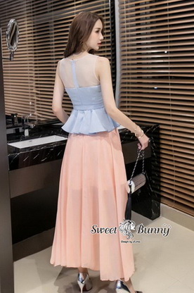 ผ้าชีฟองเนื้อจอร์เจียกระโปรงยาว