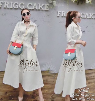 2Sister Made, White Elegant Beauty Maxi Dress แม็กซี่เดรสลุคเรียบหรู