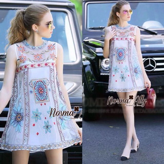 Lady Ribbon Online เสื้อผ้าออนไลน์ขายส่ง Normal Ally เสื้อผ้า NA09180816 🎉Normal Ally Present elegance embroider flower asian organza style dress🎉