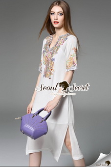 SS23220816 Seoul Secret Say's .... Lovely Color Flora Stick Maxi Dress