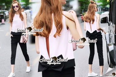 Lady Ribbon Online ขายส่ง เสื้อผ้าออนไลน์ ของแท้ SS01040716 Seoul Secret Say's... Bowy Ladiest Back Splitty Set