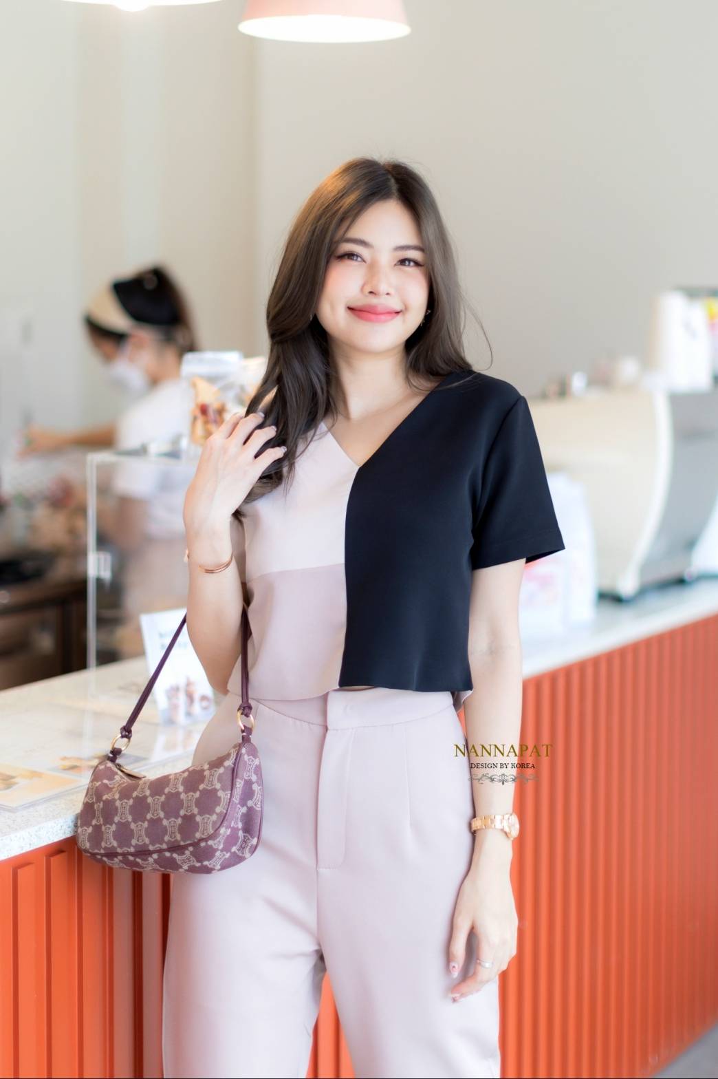 เสื้อทรีโทนซิปหลังกางเกงทรงสวย