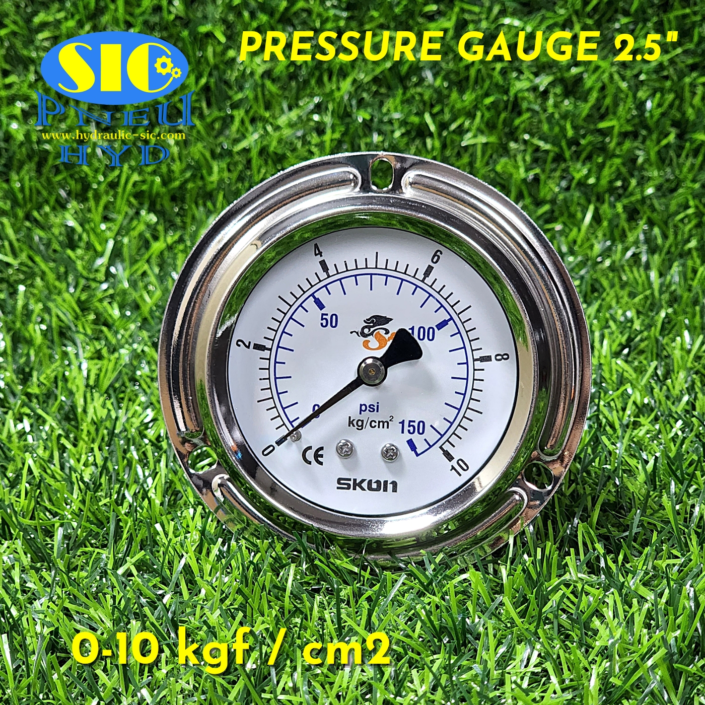 326-21-222** Pressure Gauge kgf-cm2/Psi เกจวัดแรงดัน หน้าปัด 2-1/2" เกลียวออกหลัง (SKON)