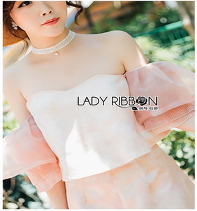 Lady Ribbon Pink Off-Shoulder Top and Shorts