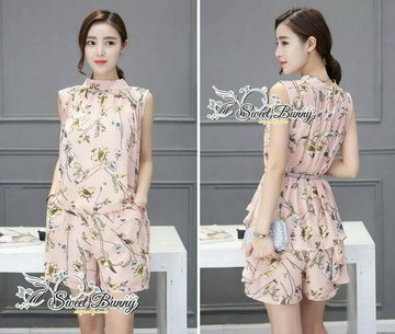 Lady Ribbon Online เสื้อผ้าออนไลน์ online ขายส่ง เลดี้ริบบอน Sweet Bunny เสื้อผ้า SW17280716 มาเพิ่ม แล้วจร้า ขายดีสุดๆ Sweet Bunny Present... Romantic Bloom Tea Shorts Set With Belt