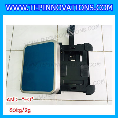 เครื่องชั่งน้ำหนักดิจิตอล พิกัด30กิโลกรัม ความละเอียด5g ยี่ห้อ AND รุ่น FG-30 ขนาดแท่นชั่ง30*38cm (เครื่องชั่งผ่านตรวจรับรองจากสำนักชั่งตวงวัด)