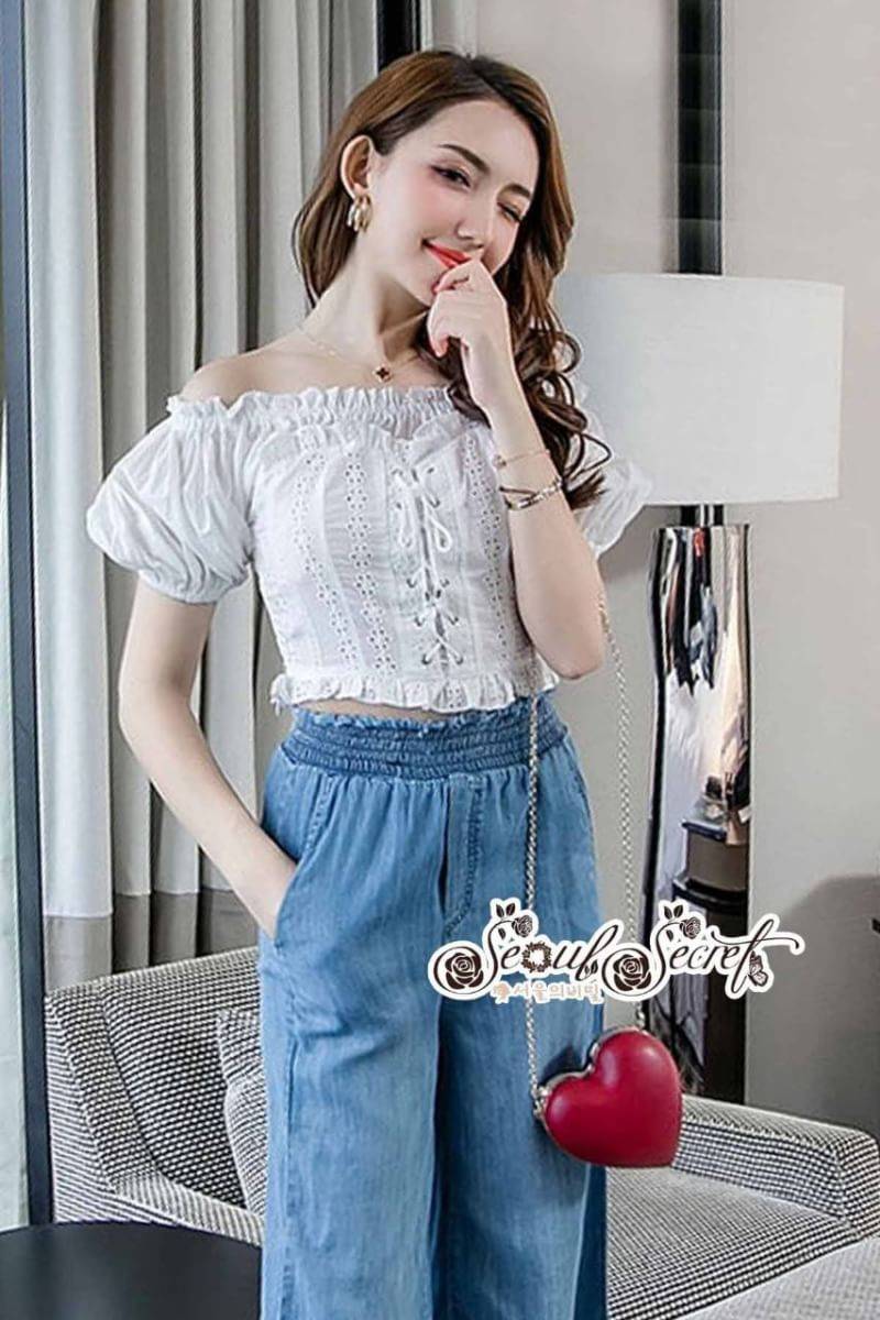 เสื้อเนื้อผ้าคอตตอนฉลุลายหวานๆ
